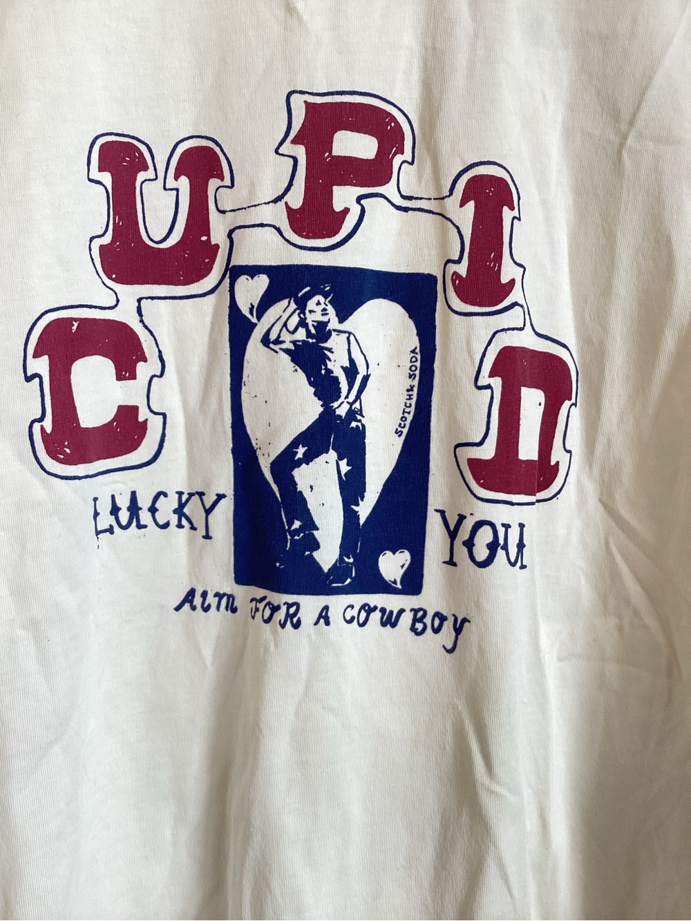 🍀Scotch & Soda Lucky You Ringer Tee Anthropologie New Cupid Lucky You Medium - Picture 8 of 12